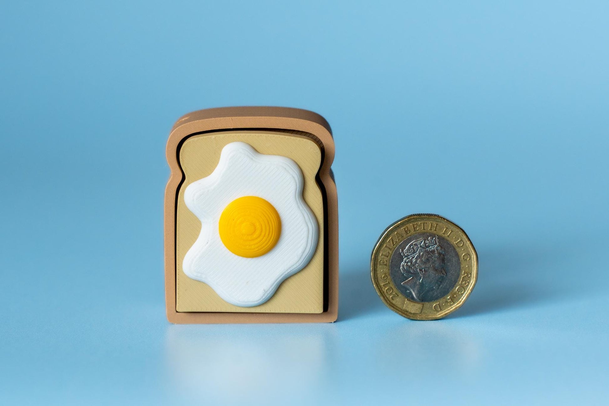 Fried Egg on Toast Fidget Clicker with Wrist Strap or Keychain