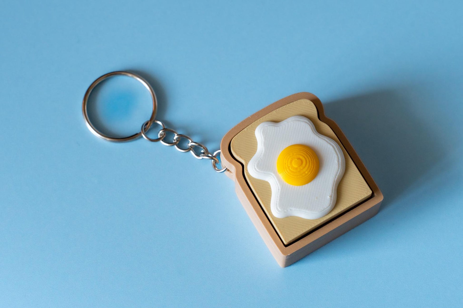 Fried Egg on Toast Fidget Clicker with Wrist Strap or Keychain