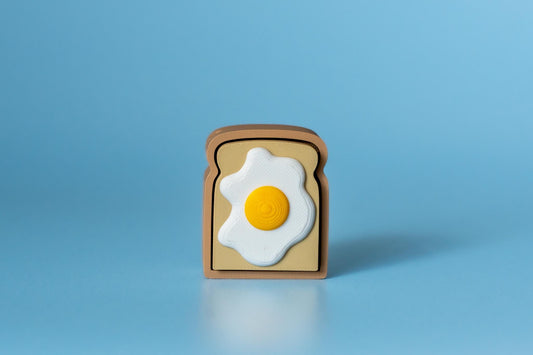 Fried Egg on Toast Fidget Clicker with Wrist Strap or Keychain
