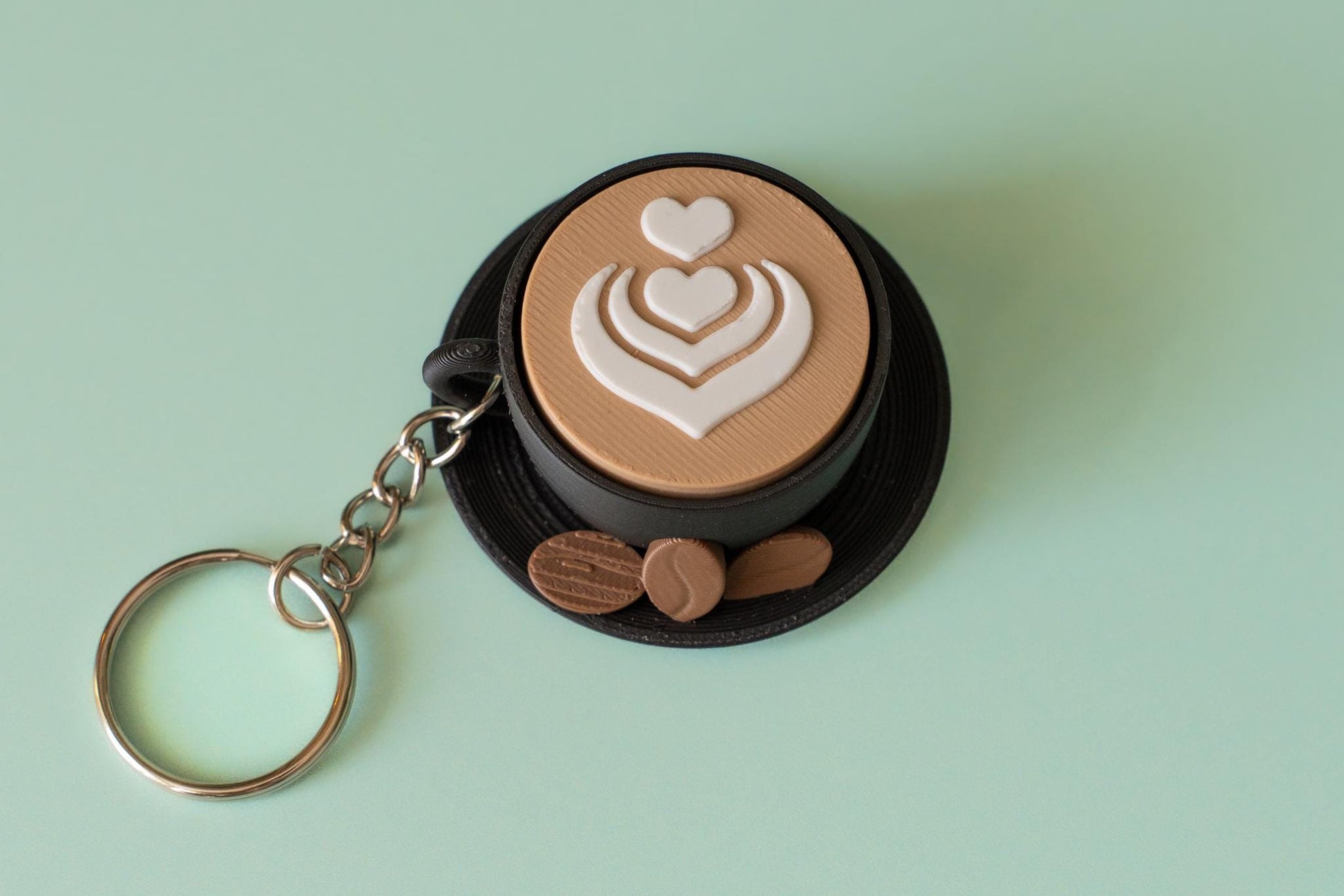 Coffee Cup & Beans Fidget Clicker with Wrist Strap or Keychain