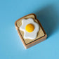 Fried Egg on Toast Fidget Clicker with Wrist Strap or Keychain