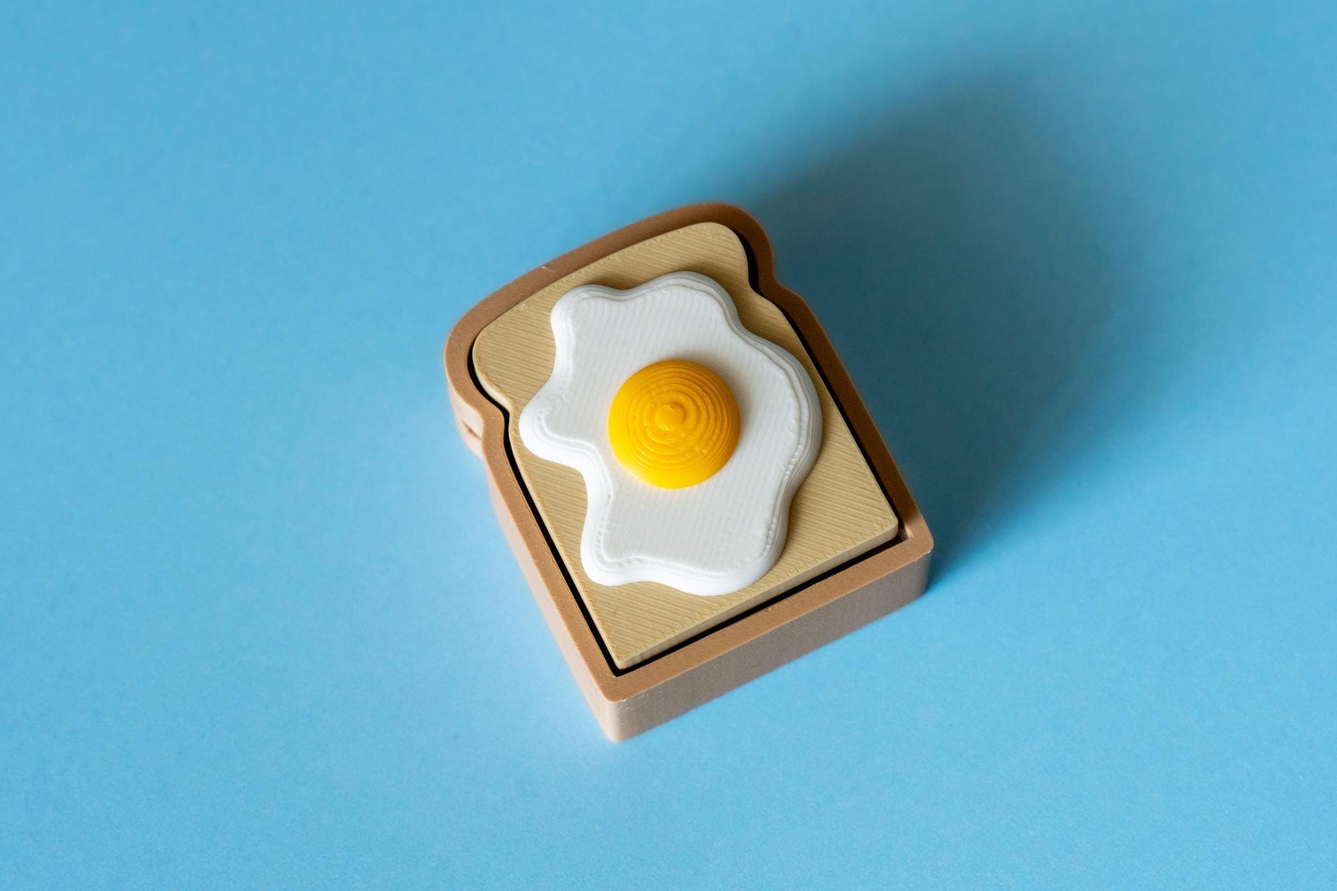 Fried Egg on Toast Fidget Clicker with Wrist Strap or Keychain