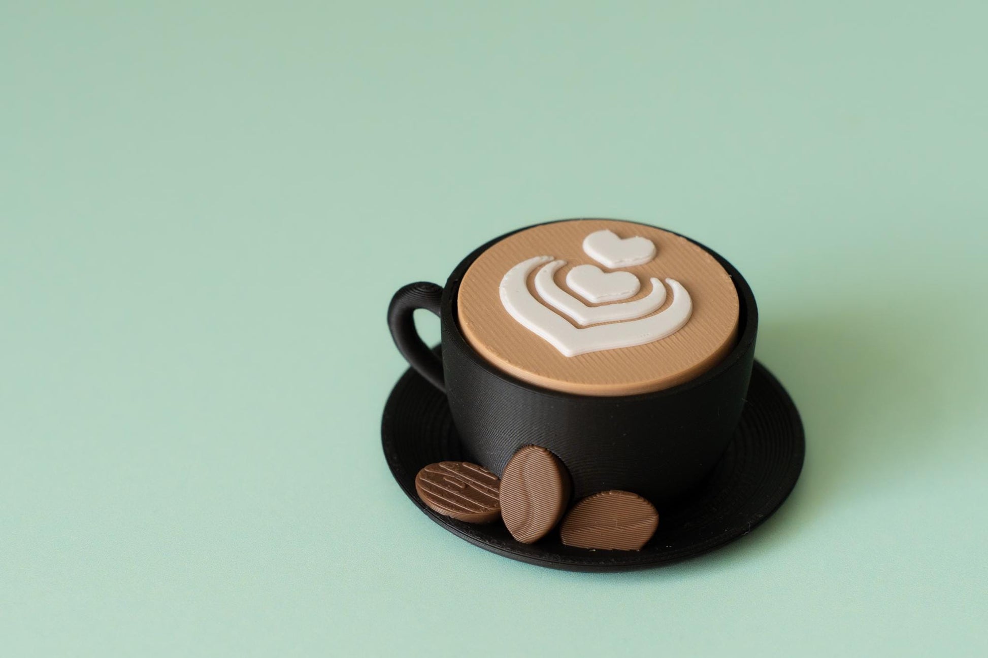 Coffee Cup & Beans Fidget Clicker with Wrist Strap or Keychain