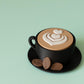 Coffee Cup & Beans Fidget Clicker with Wrist Strap or Keychain