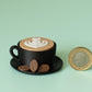 Coffee Cup & Beans Fidget Clicker with Wrist Strap or Keychain