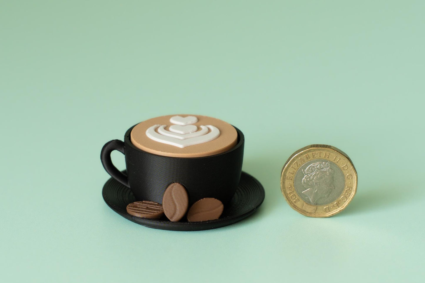 Coffee Cup & Beans Fidget Clicker with Wrist Strap or Keychain