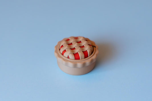 Cherry Pie Fidget Clicker with Spinning Top with Wrist Strap or Keychain
