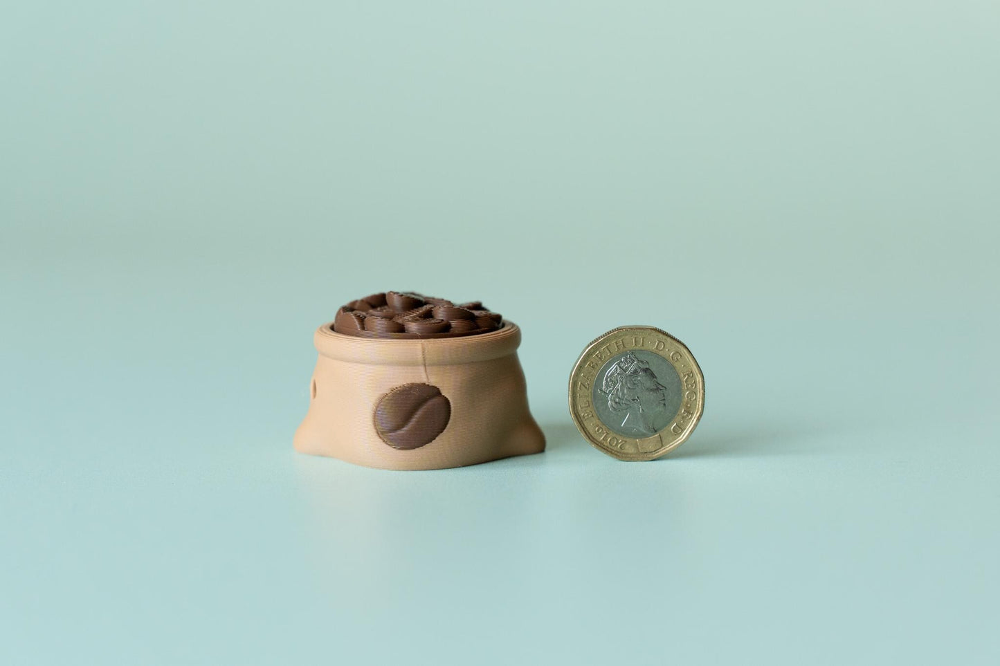 Sack of Coffee Beans Fidget Clicker with Wrist Strap or Keychain