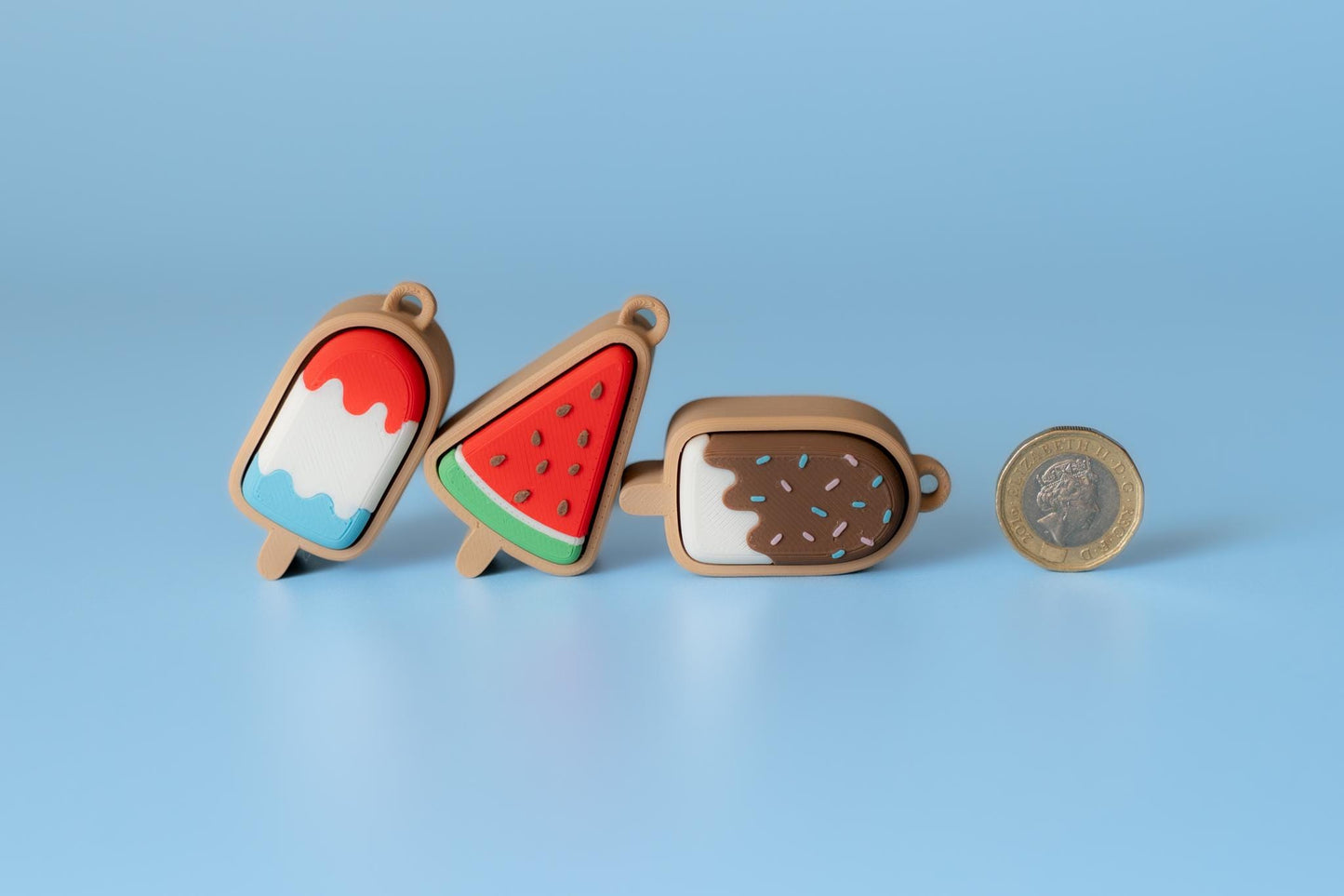 Ice Popsicles Fidget Clicker with Wrist Strap or Keychain