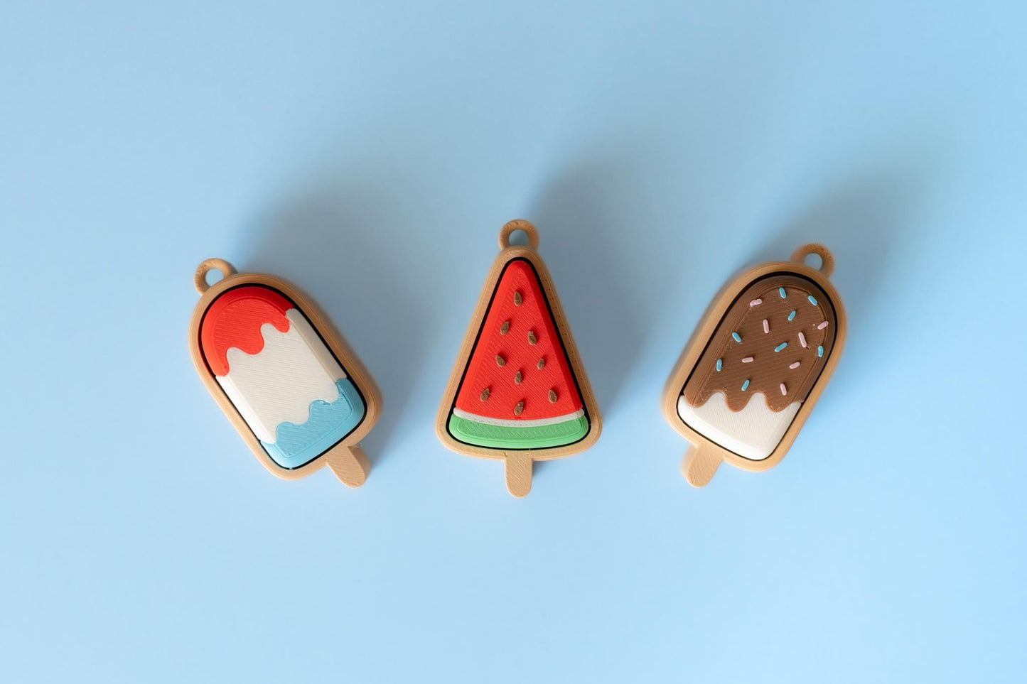 Ice Popsicles Fidget Clicker with Wrist Strap or Keychain