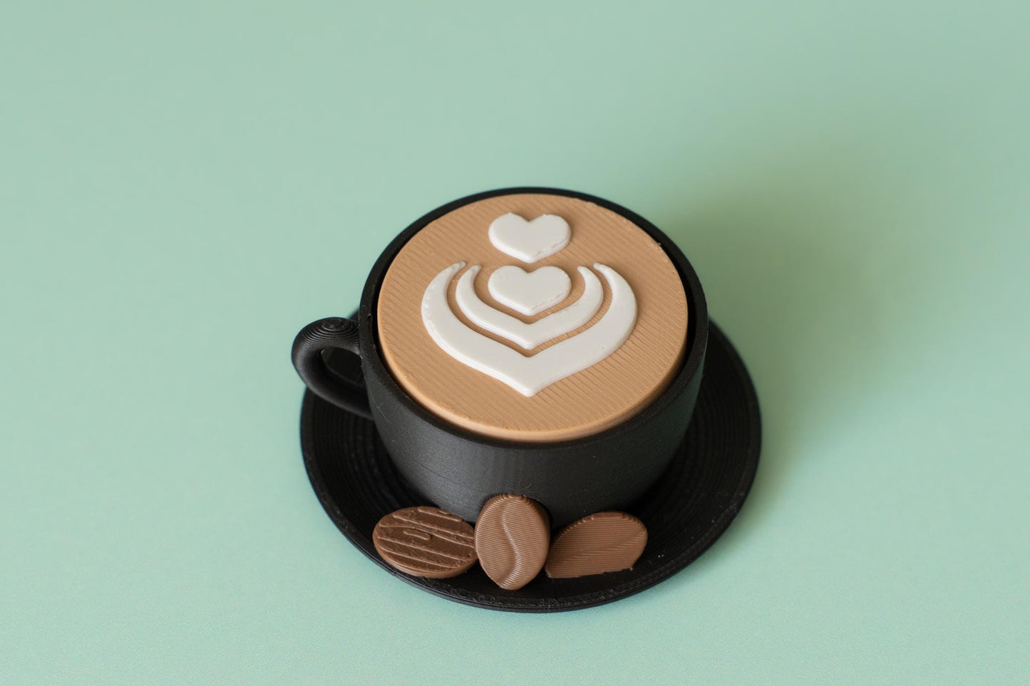 Coffee Cup & Beans Fidget Clicker with Wrist Strap or Keychain