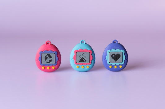 90's Virtual Pet "V-Pet" Fidget Clicker with Wrist Strap or Keychain (Colour Pop Series)