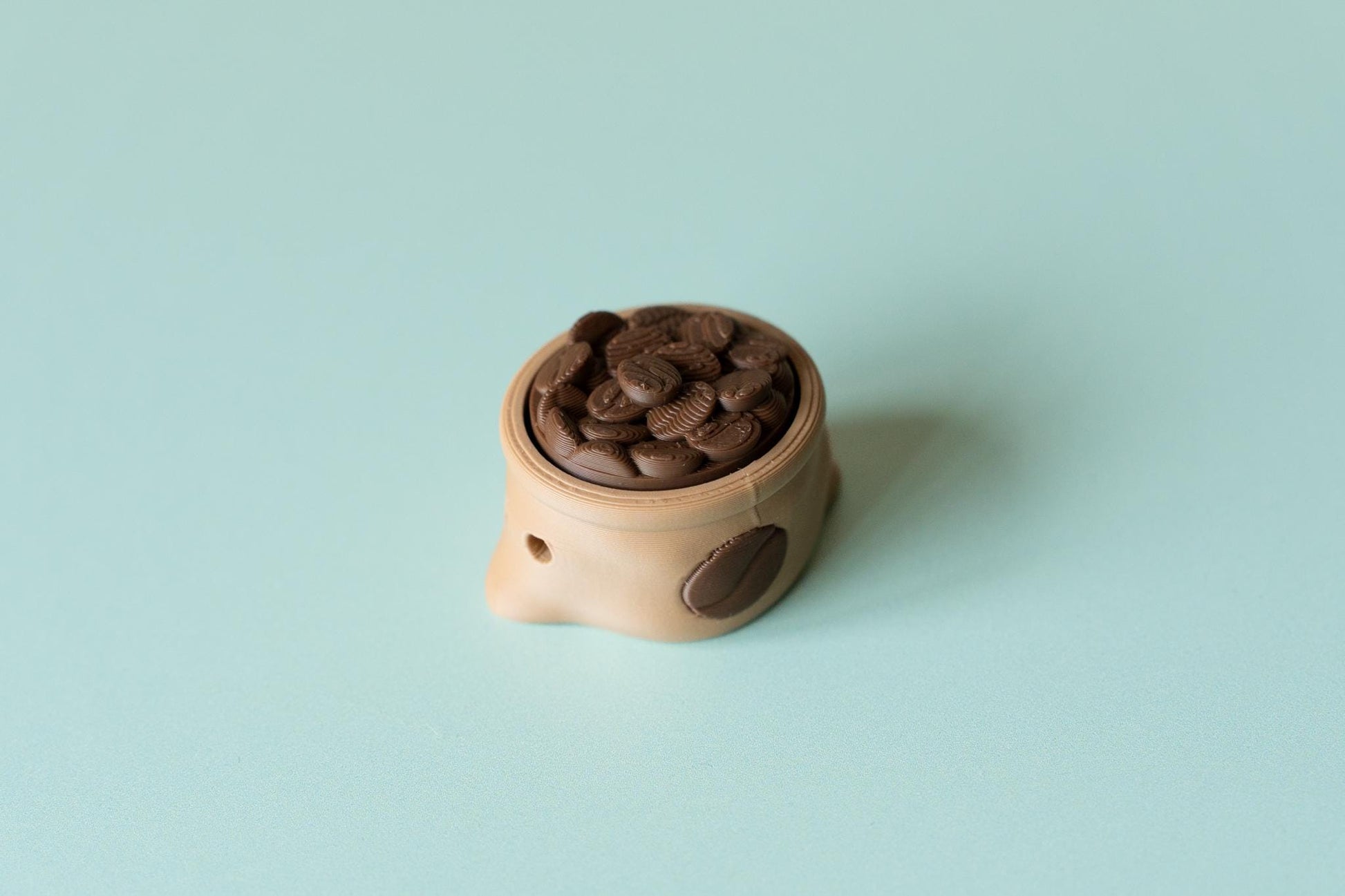 Sack of Coffee Beans Fidget Clicker with Wrist Strap or Keychain