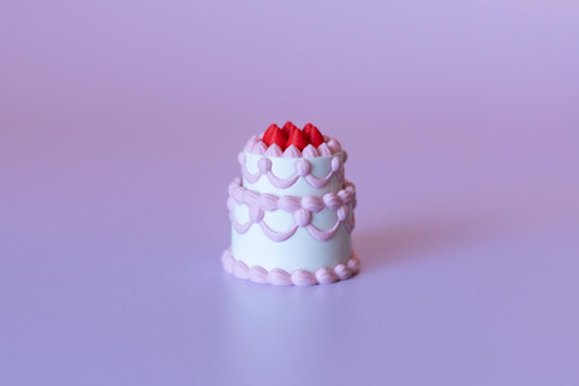 Strawberry Birthday Cake Fidget Clicker with Wrist Strap or Keychain