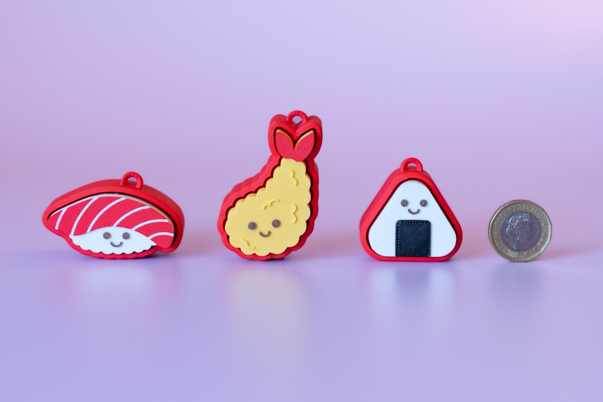 Happy Sushi Fidget Clickers with Wrist Strap or Keychain