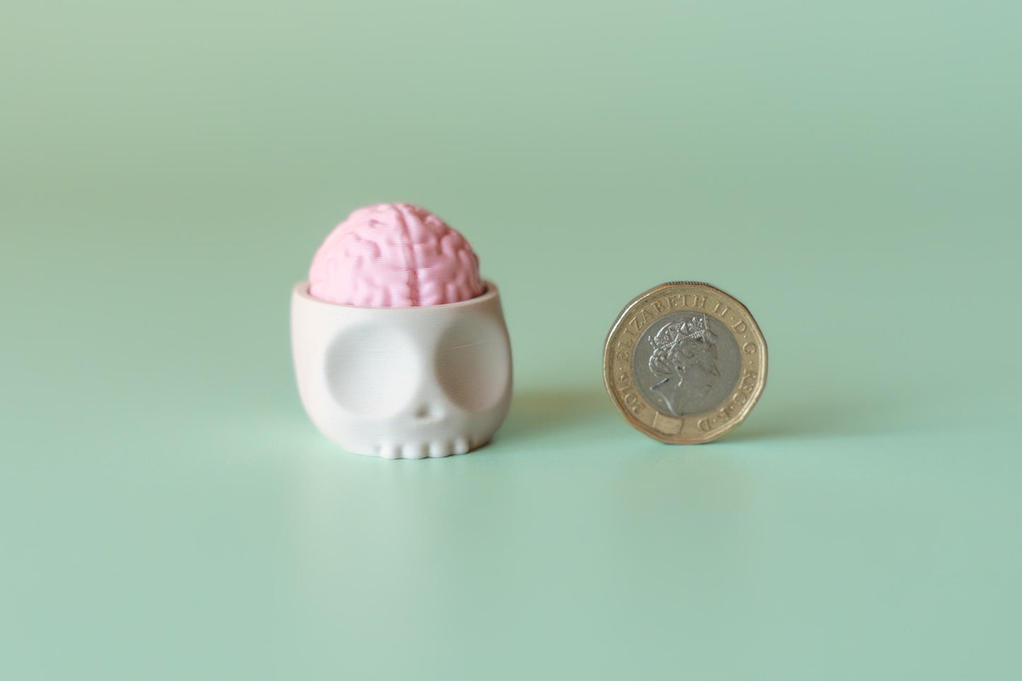 Brain in Skull Spooky Halloween Fidget Clicker with Wrist Strap or Keychain