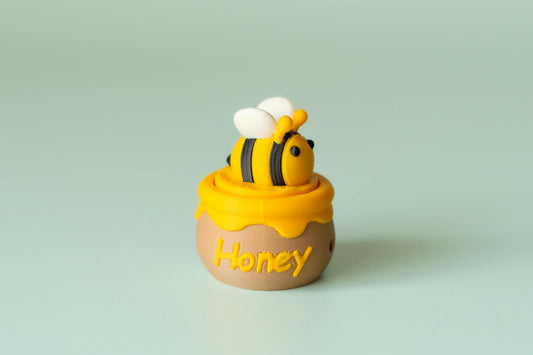 Bumble Bee Honey Pot Fidget Clicker with Wrist Strap or Keychain