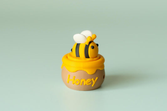 Bumble Bee Honey Pot Fidget Clicker with Wrist Strap or Keychain - Happy Tappy Shop