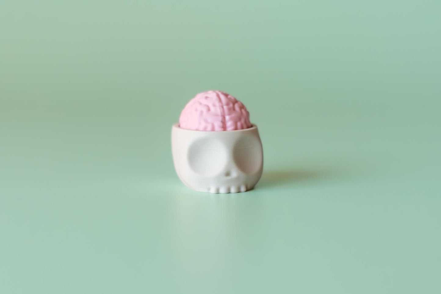 Brain in Skull Spooky Fidget Clicker with Wrist Strap or Keychain