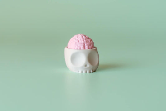 Brain in Skull Spooky Fidget Clicker with Wrist Strap or Keychain
