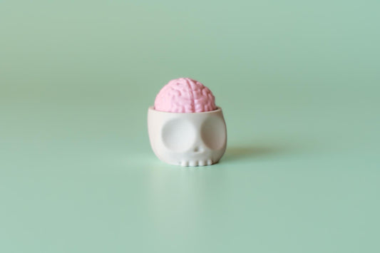 Brain in Skull Spooky Halloween Fidget Clicker with Wrist Strap or Keychain