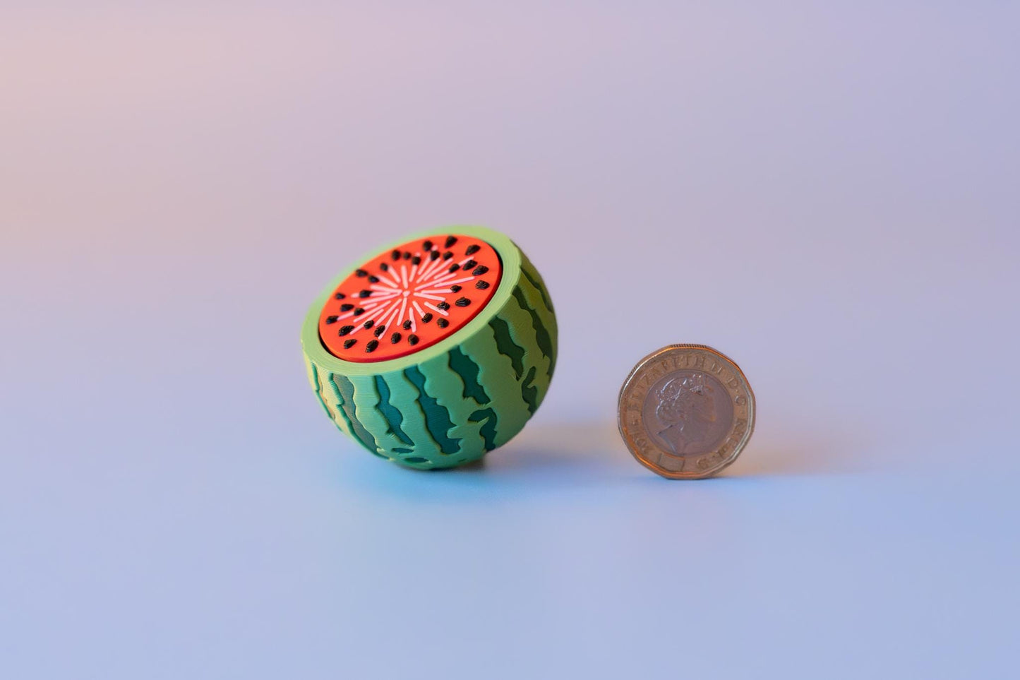 Watermelon with Textured Seeds Fidget Clicker with Wrist Strap or Keychain