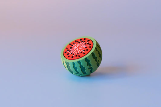 Watermelon with Textured Seeds Fidget Clicker with Wrist Strap or Keychain