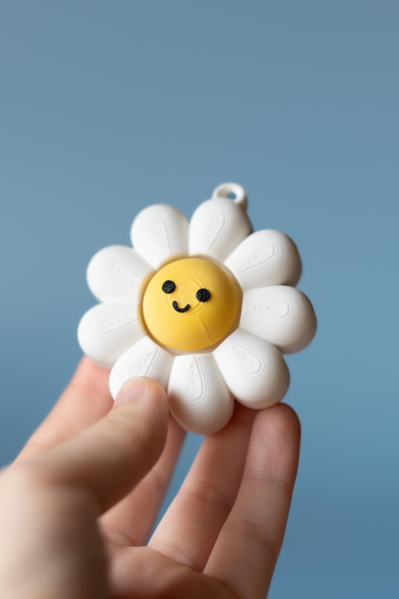 Chunky Happy Flower Fidget Clickers with Wrist Strap or Keychain