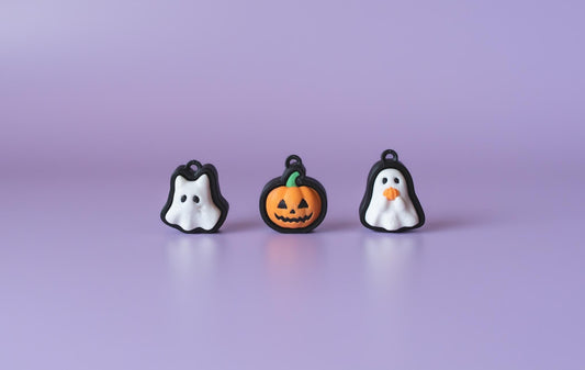 Spooky Ghosts & Pumpkin Halloween Fidget Clickers with Wrist Strap or Keychain