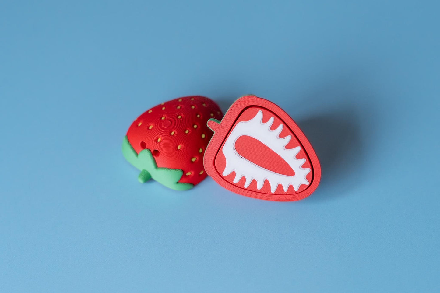 Strawberry Slice Fidget Clicker with Wrist Strap or Keychain