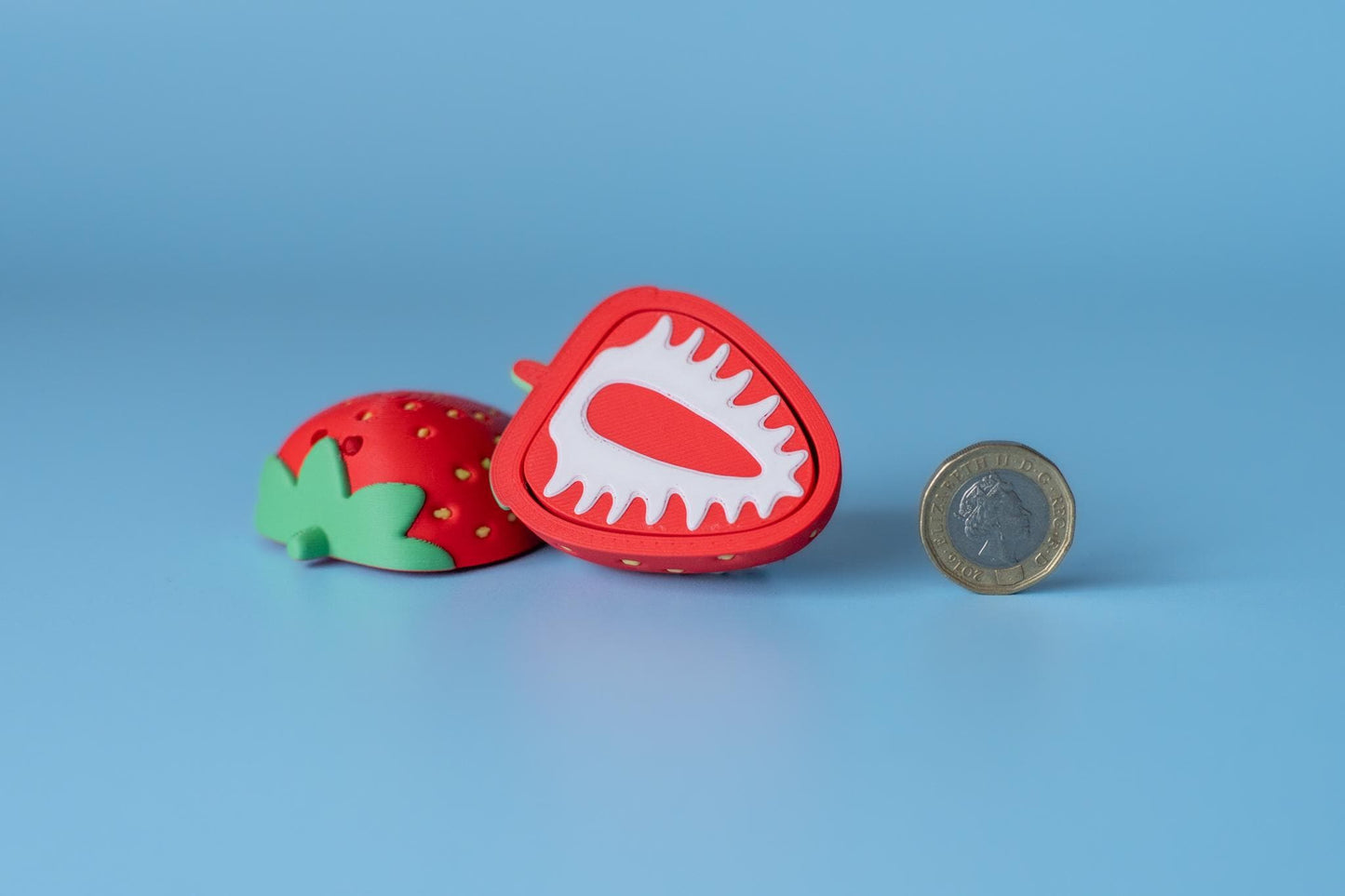 Strawberry Slice Fidget Clicker with Wrist Strap or Keychain