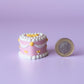 Heart Shaped Bow Topped Birthday Cake Fidget Clicker with Wrist Strap or Keychain