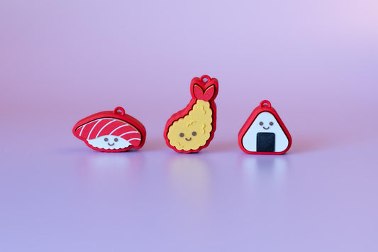 Happy Sushi Fidget Clickers with Wrist Strap or Keychain