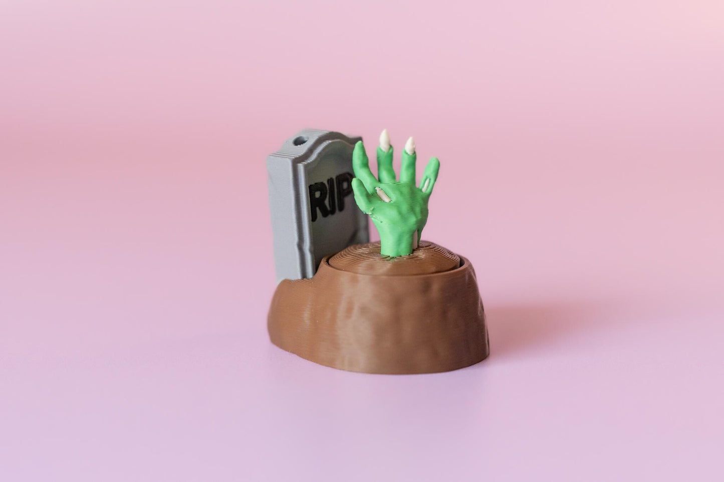 Zombie Hand in Grave Spooky Halloween Fidget Clicker with Wrist Strap or Keychain