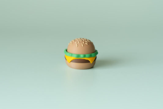 Burger Fidget Clicker with Spinning Top with Wrist Strap or Keychain