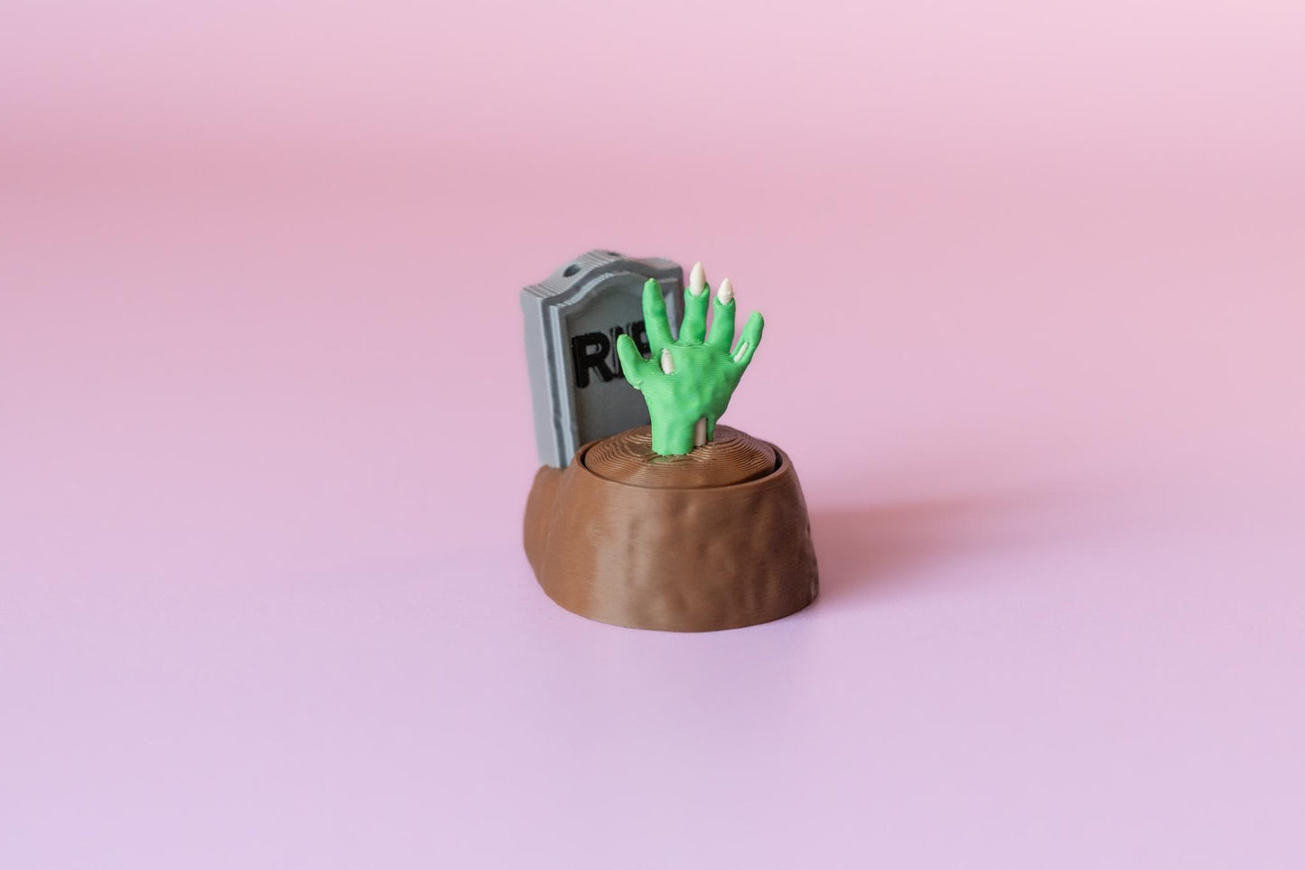 Zombie Hand in Grave Spooky Halloween Fidget Clicker with Wrist Strap or Keychain