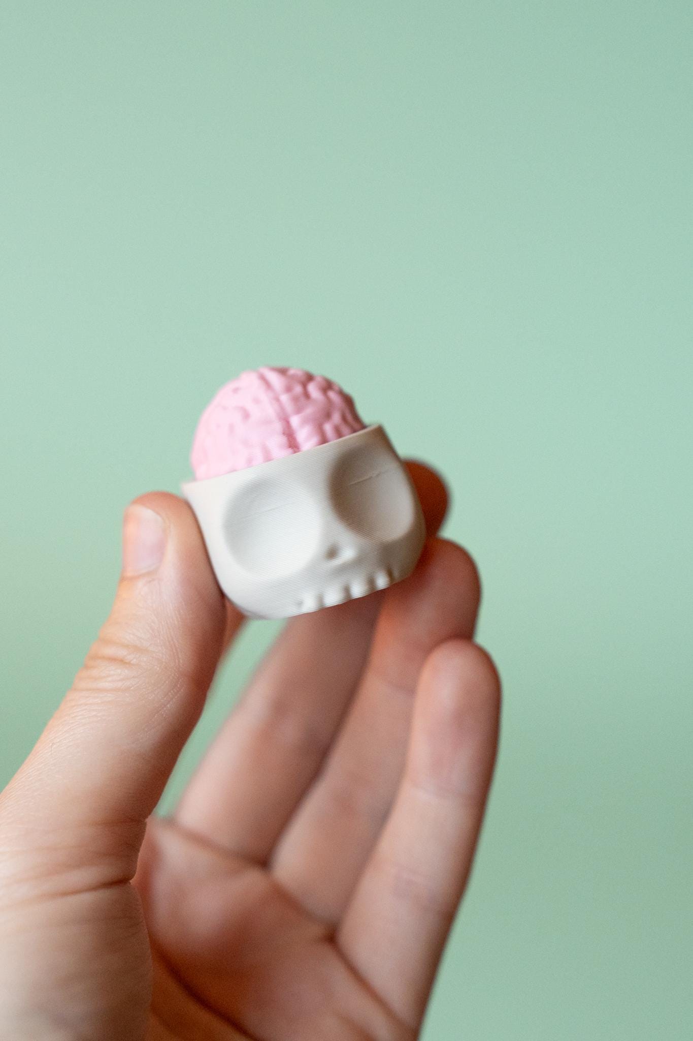 Brain in Skull Spooky Fidget Clicker with Wrist Strap or Keychain