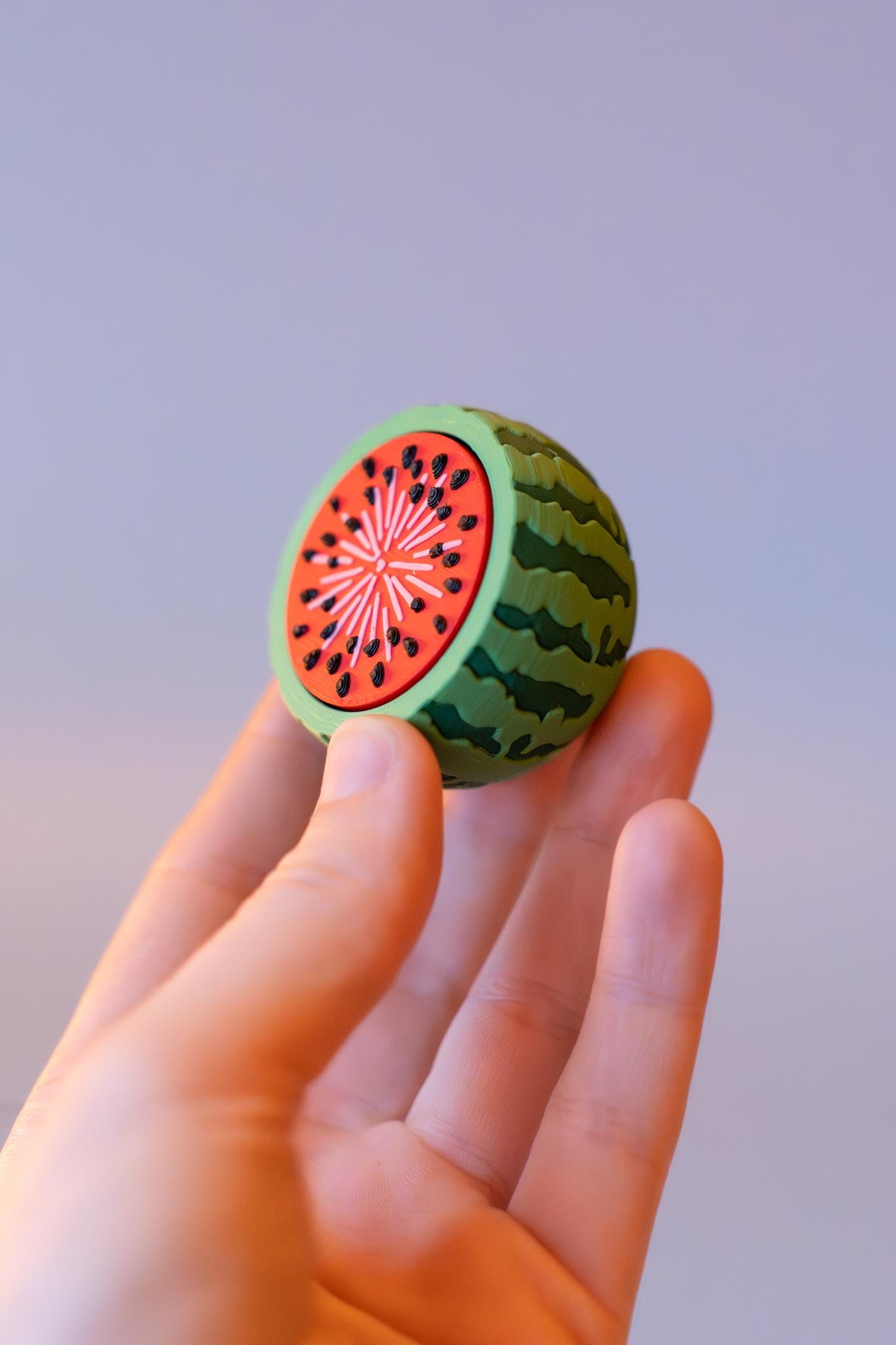 Watermelon with Textured Seeds Fidget Clicker with Wrist Strap or Keychain