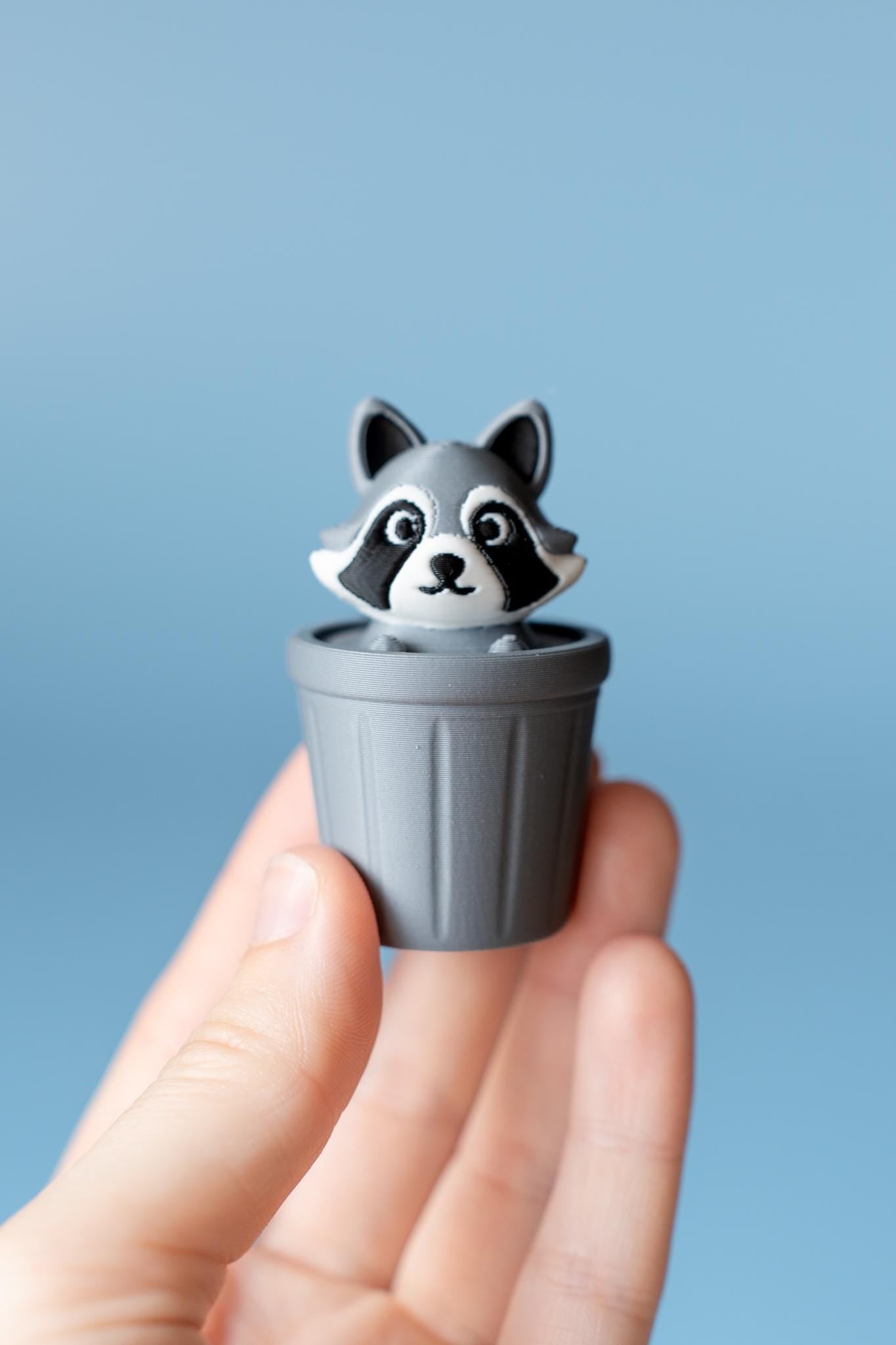 Raccoon in Trash Can Fidget Clicker with Wrist Strap or Keychain