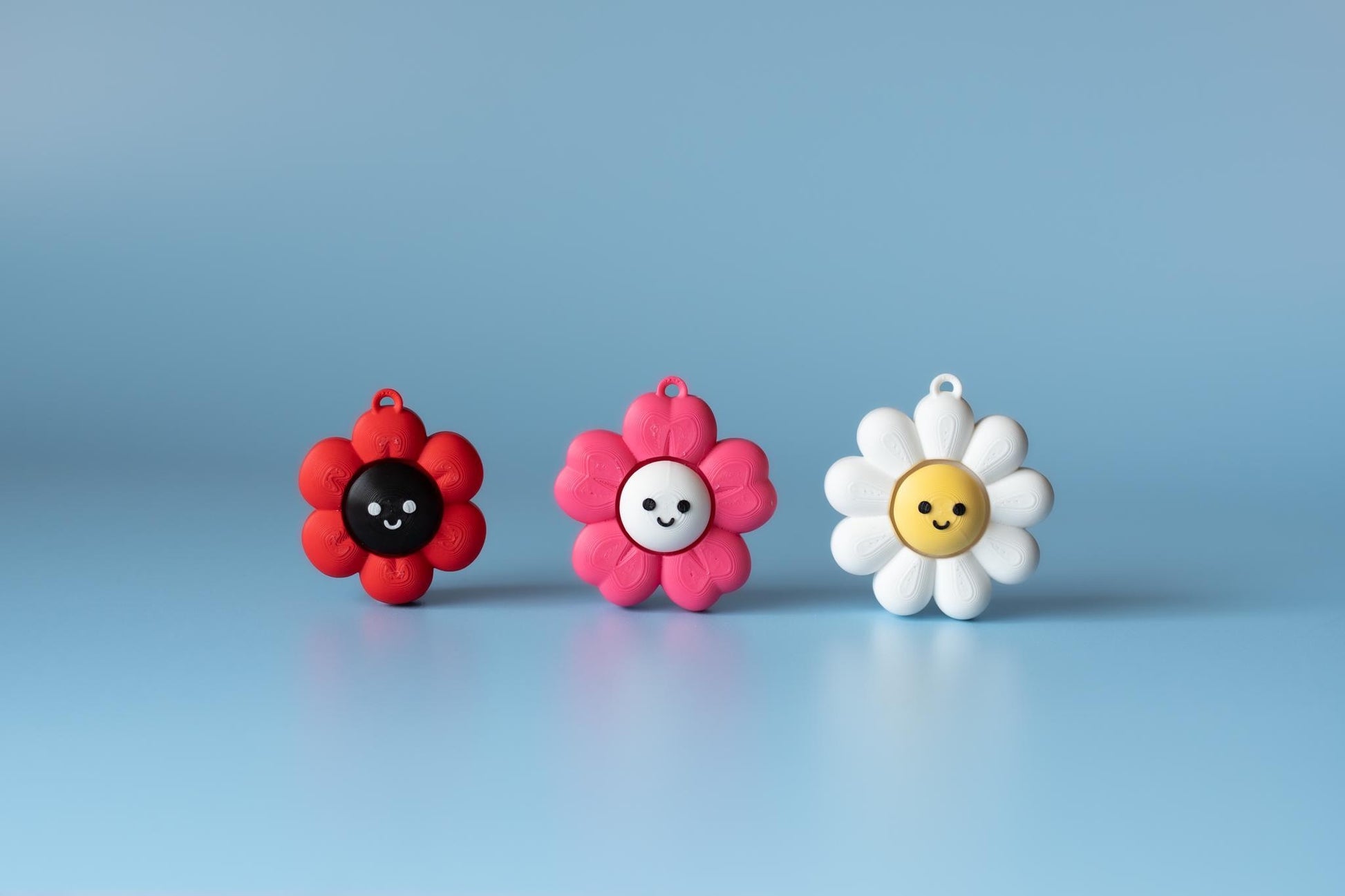 Chunky Happy Flower Fidget Clickers with Wrist Strap or Keychain