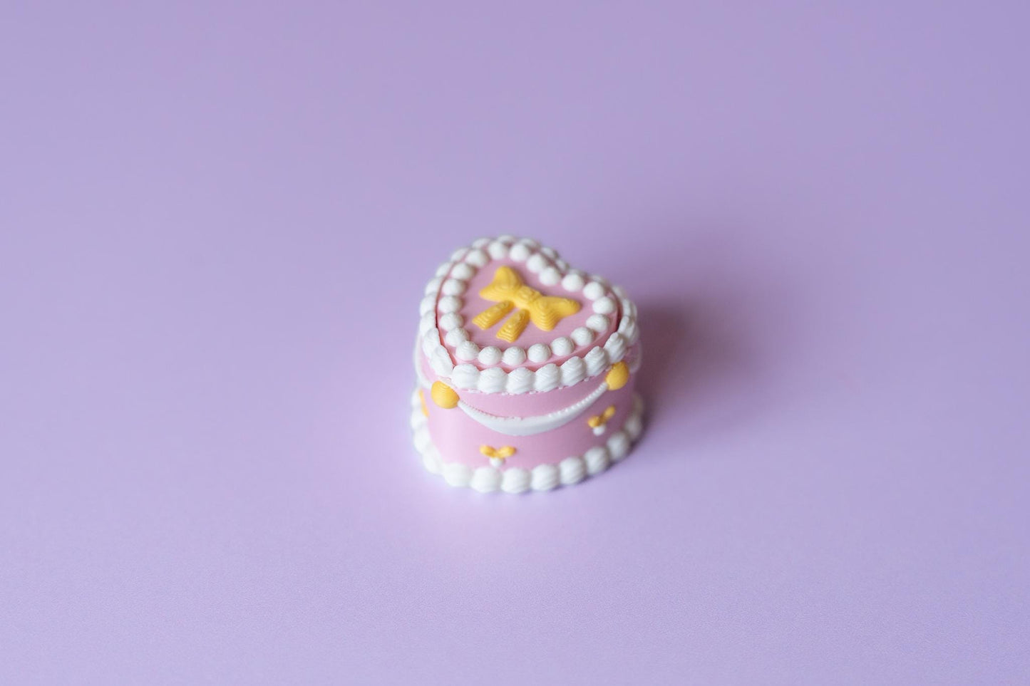 Heart Shaped Bow Topped Birthday Cake Fidget Clicker with Wrist Strap or Keychain