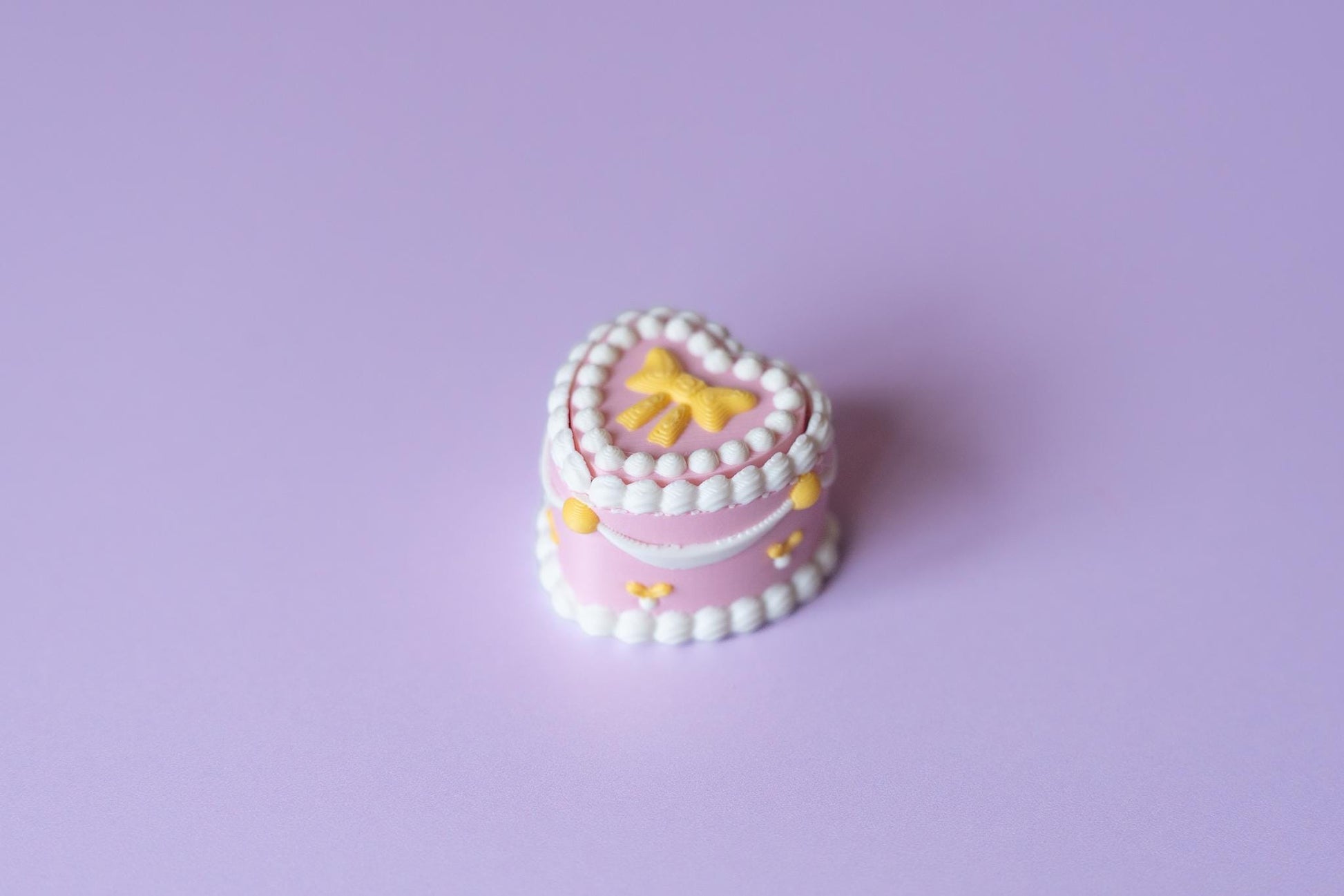 Heart Shaped Bow Topped Birthday Cake Fidget Clicker with Wrist Strap or Keychain