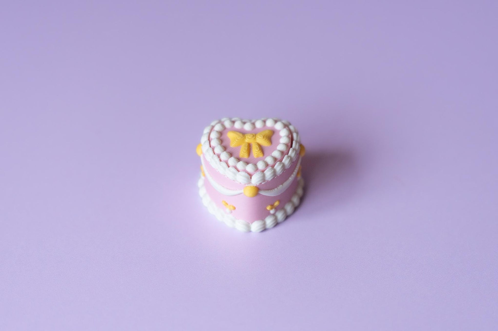 Heart Shaped Bow Topped Birthday Cake Fidget Clicker with Wrist Strap or Keychain