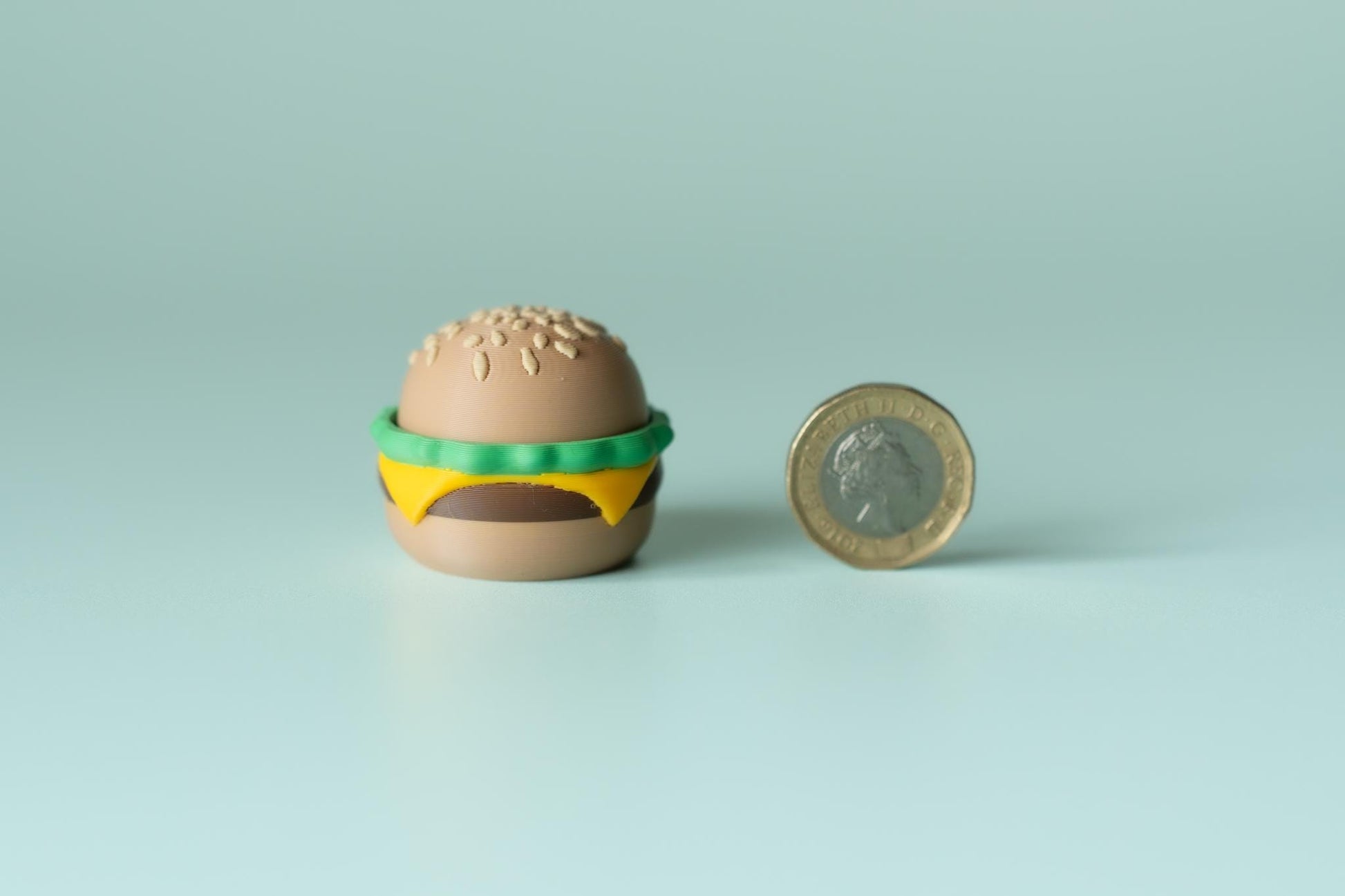 Burger Fidget Clicker with Spinning Top with Wrist Strap or Keychain