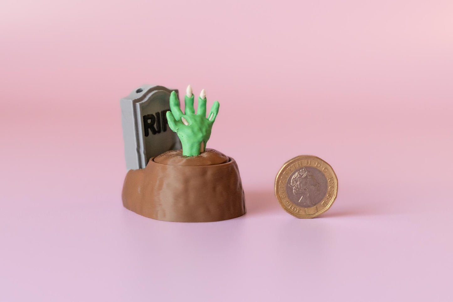 Zombie Hand in Grave Spooky Halloween Fidget Clicker with Wrist Strap or Keychain