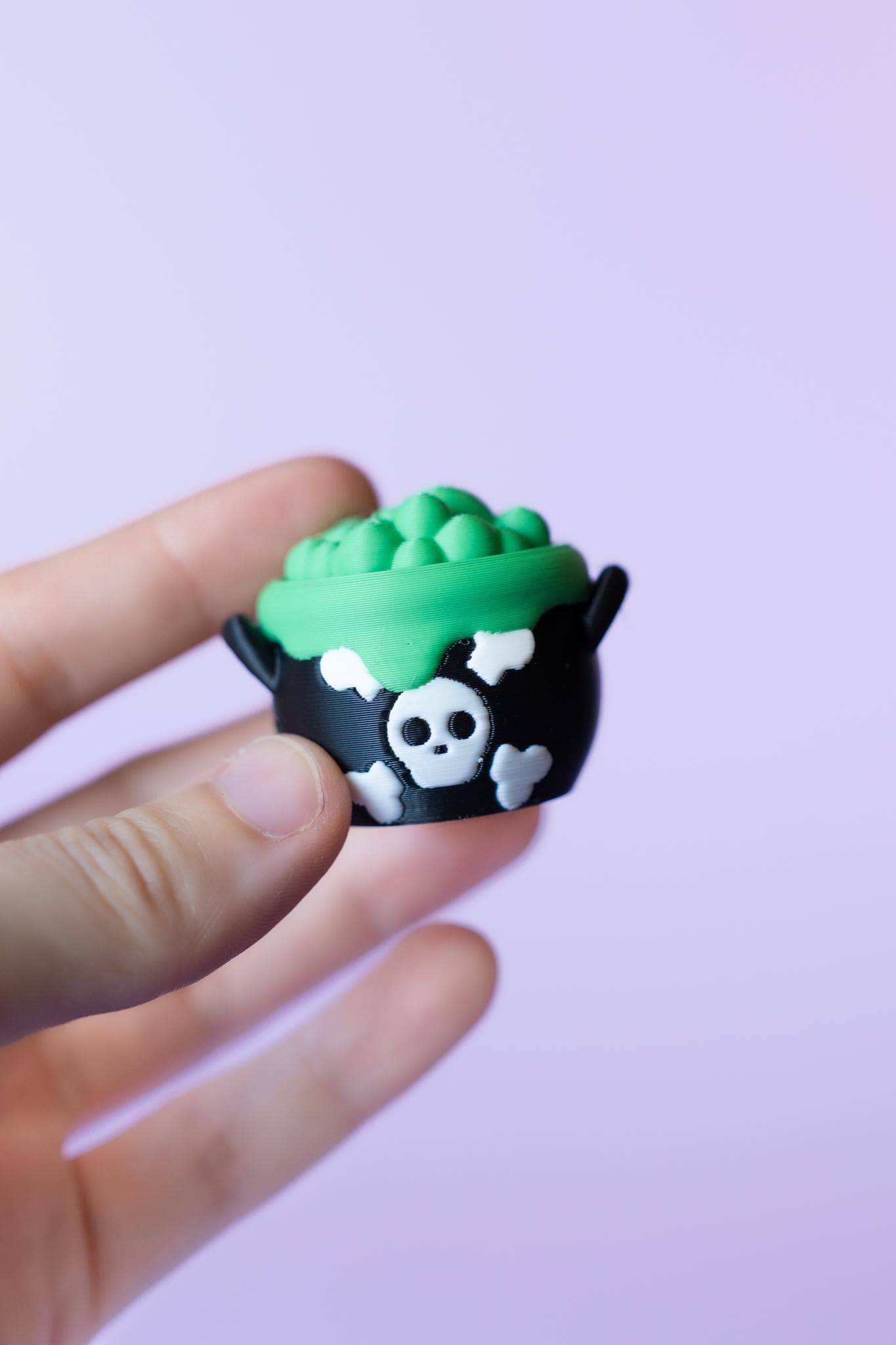 Witches Bubbling Cauldron Spooky Halloween Fidget Clicker with Wrist Strap or Keychain