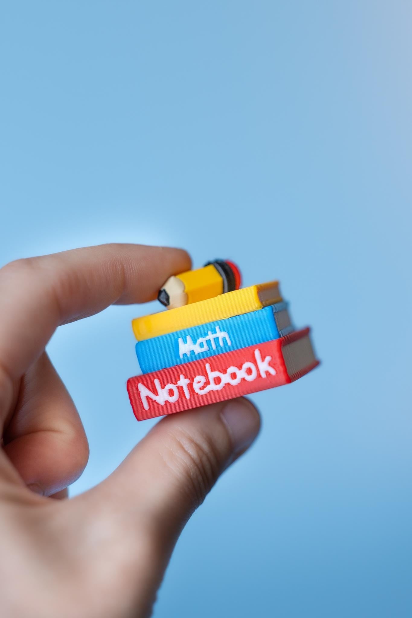 Stack of Books with Pencil Back to School Fidget Clicker with Wrist Strap or Keychain