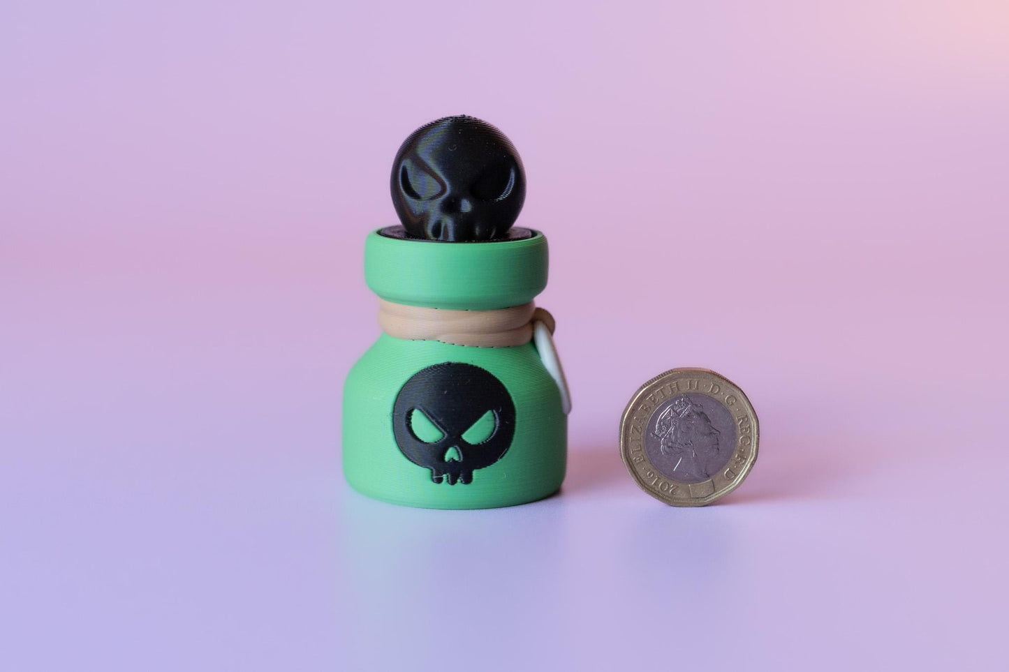 Witch's Skull Potion Spooky Halloween Fidget Clicker with Wrist Strap or Keychain