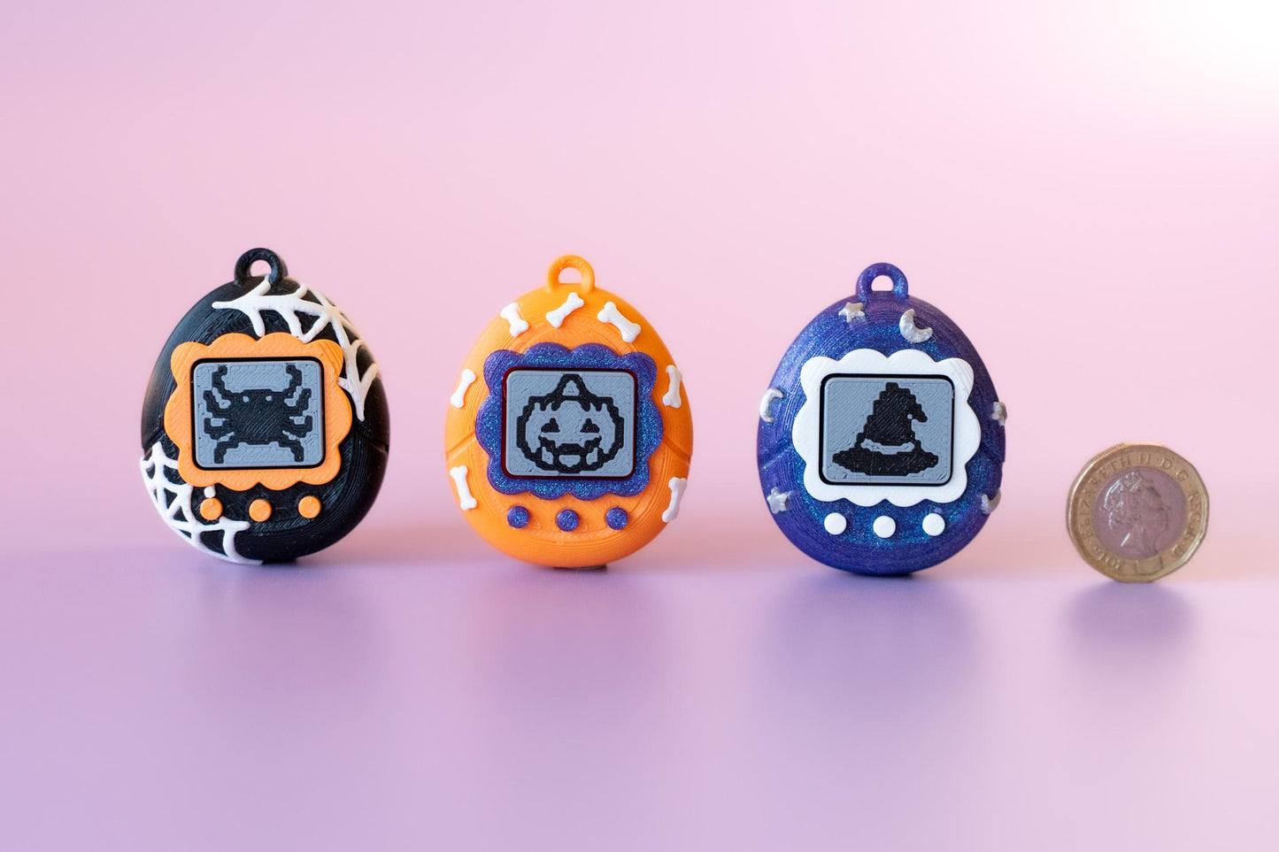 90's Virtual Pet "V-Pet" Fidget Clickers with Wrist Strap or Keychain (Spooky Series)