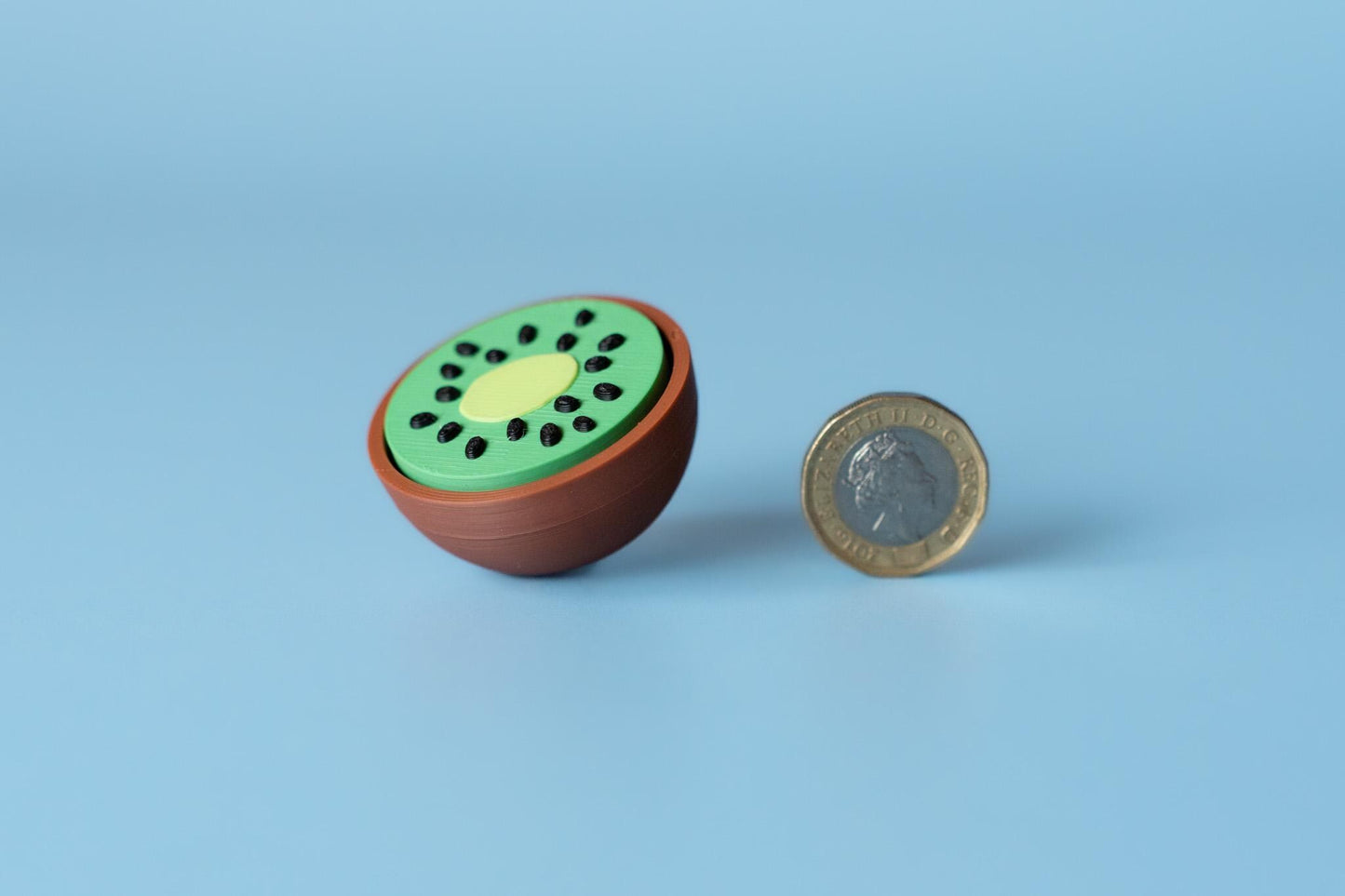 Kiwi Fruit Textured Fidget Clicker with Wrist Strap or Keychain